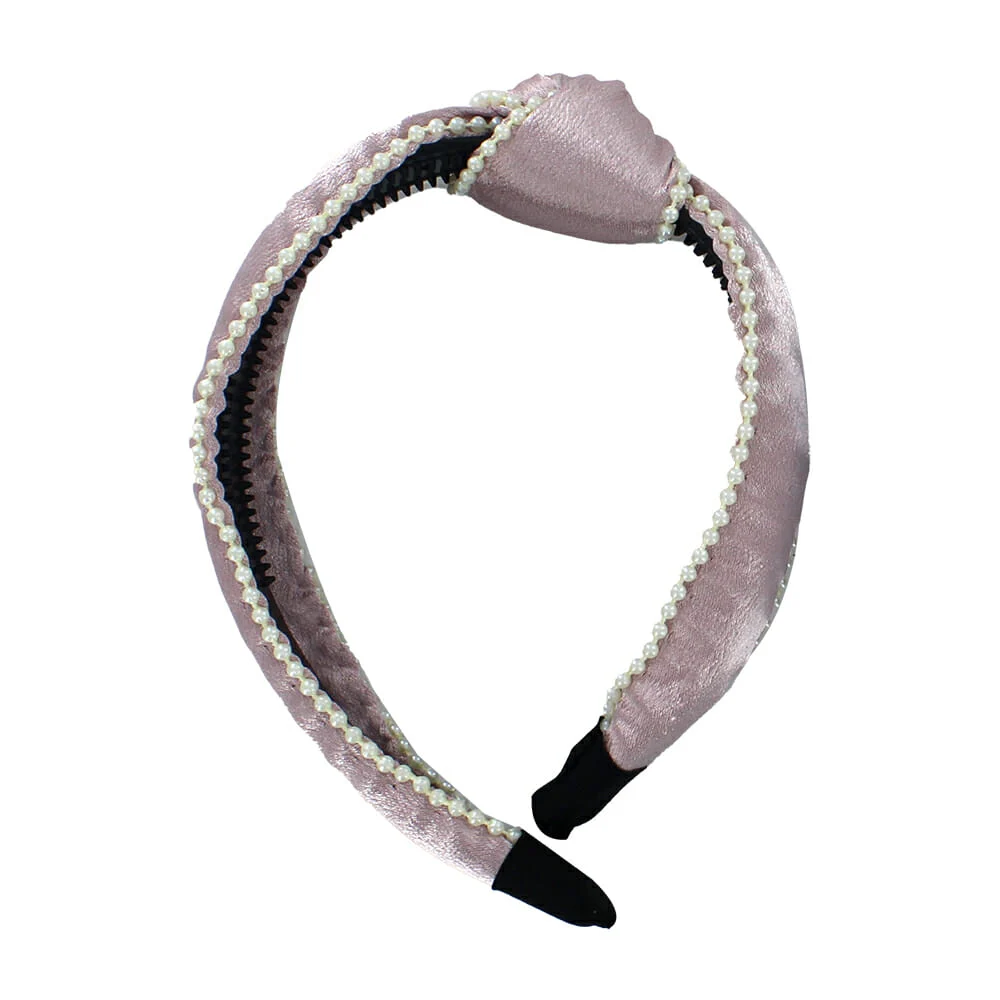 1pza diadema de seda con perlas, variedad de colores lf-fg73 / R874