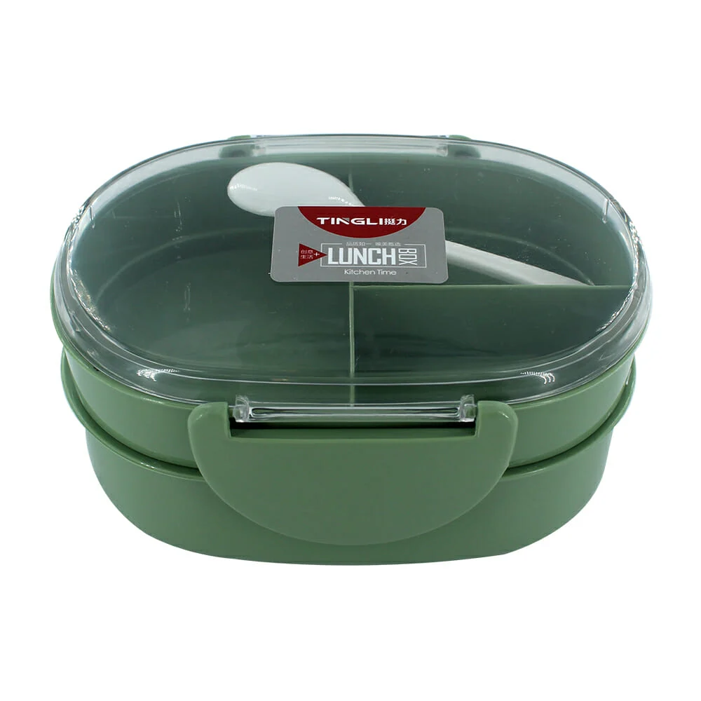 Tupper de plástico con 4 compartimentos + cuchara lf-rpc9437 / yy-i12