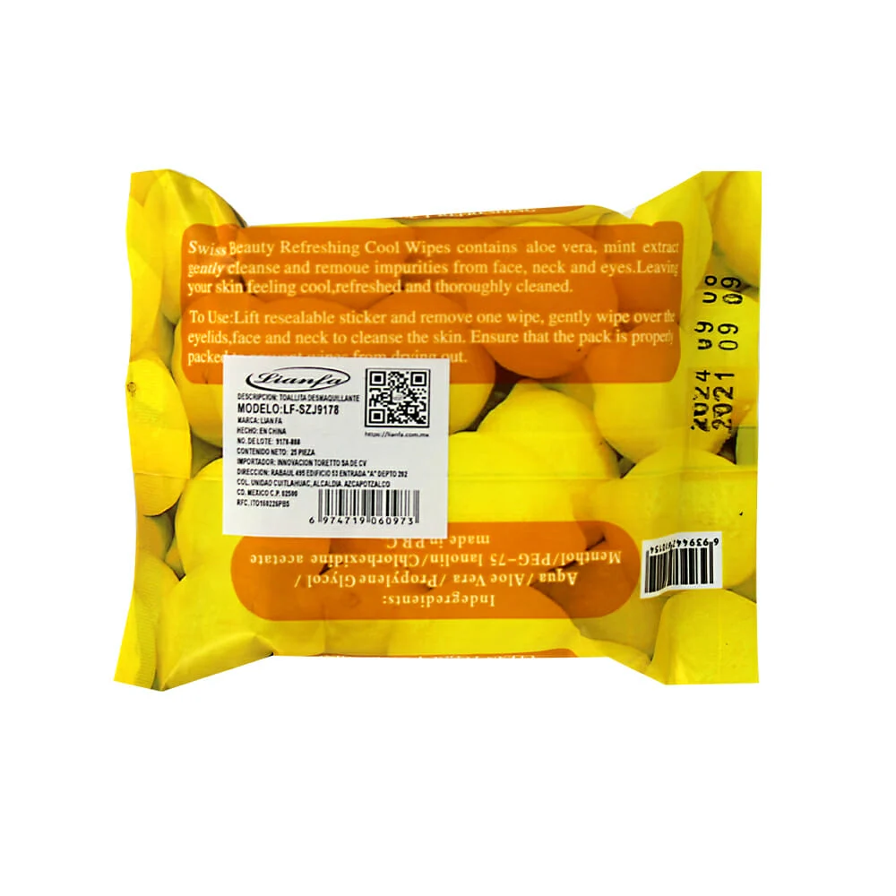 Paquete con 25 toallitas humedas desmaquillantes 5 en 1 hp, variedad de diseños y aromas / lv058