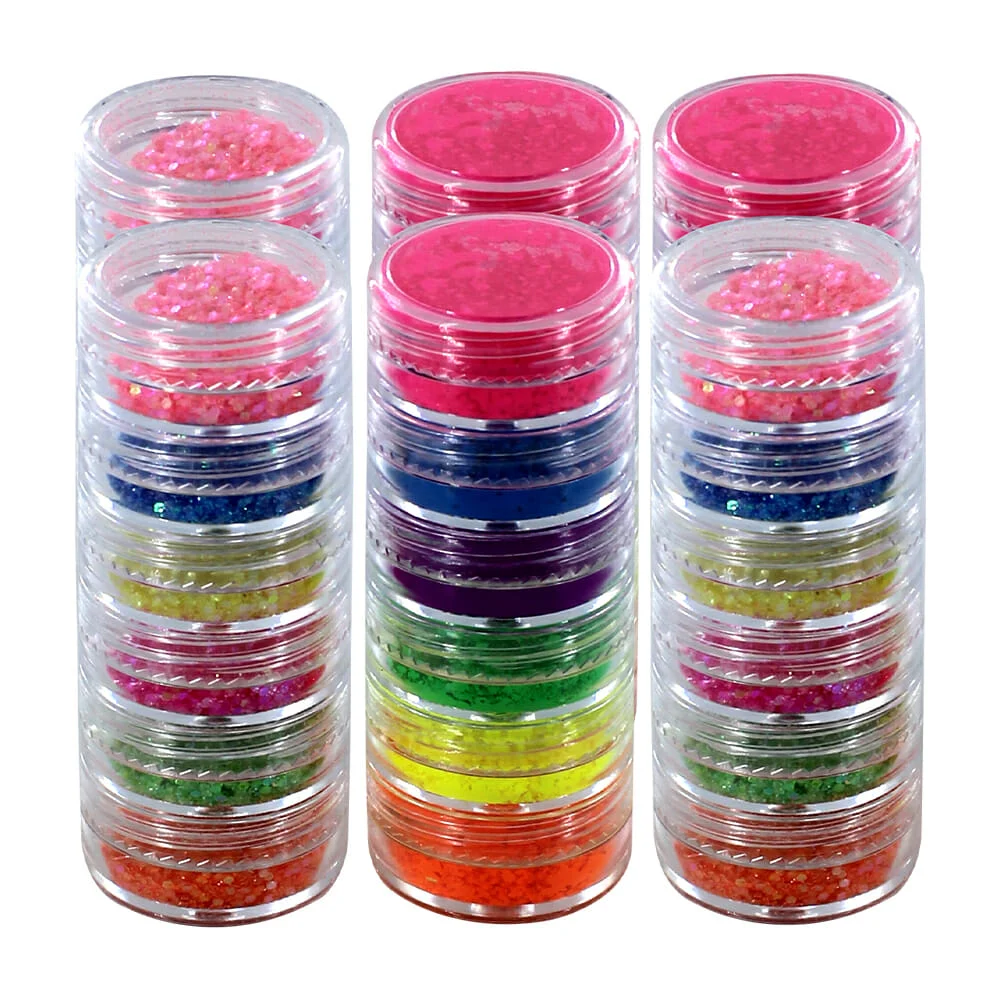 Paquete con 6 torres de pigmento y glitter de colores lf-ygf118