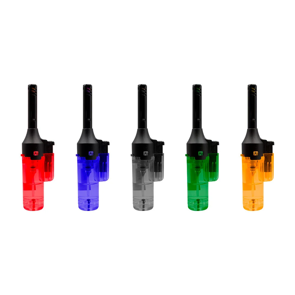 1pza Encendedor pequeño de tipo antorcha con regulador de potencia, bloqueo y flama tipo soplete, variedad de colores / li lighter / li-1530z