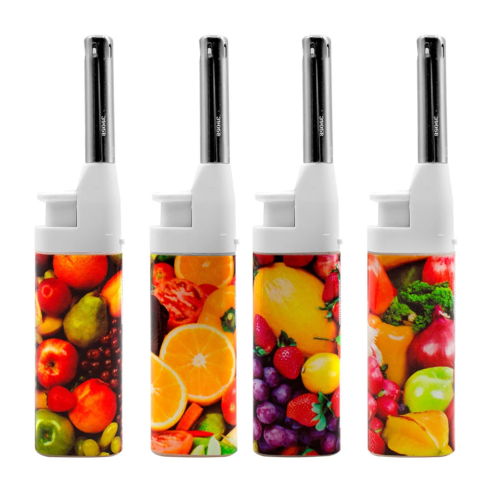 1pza Encendedor de tipo antorcha pequeño con cuerpo de plástico, estampado de alimentos y medida de 14cm / 919 / li lighter