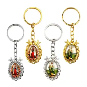 1pz llavero de imagen religiosa con decoración de palomas, color surt…