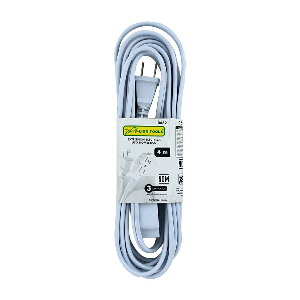 Extensión blanca lion tools para uso doméstico de 4 metros / 0632