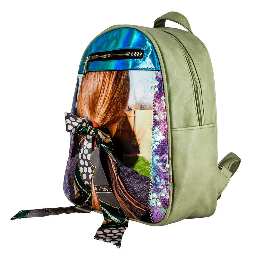 Mochila pequeña para dama con estampado de cabello lk-659 / R0X125