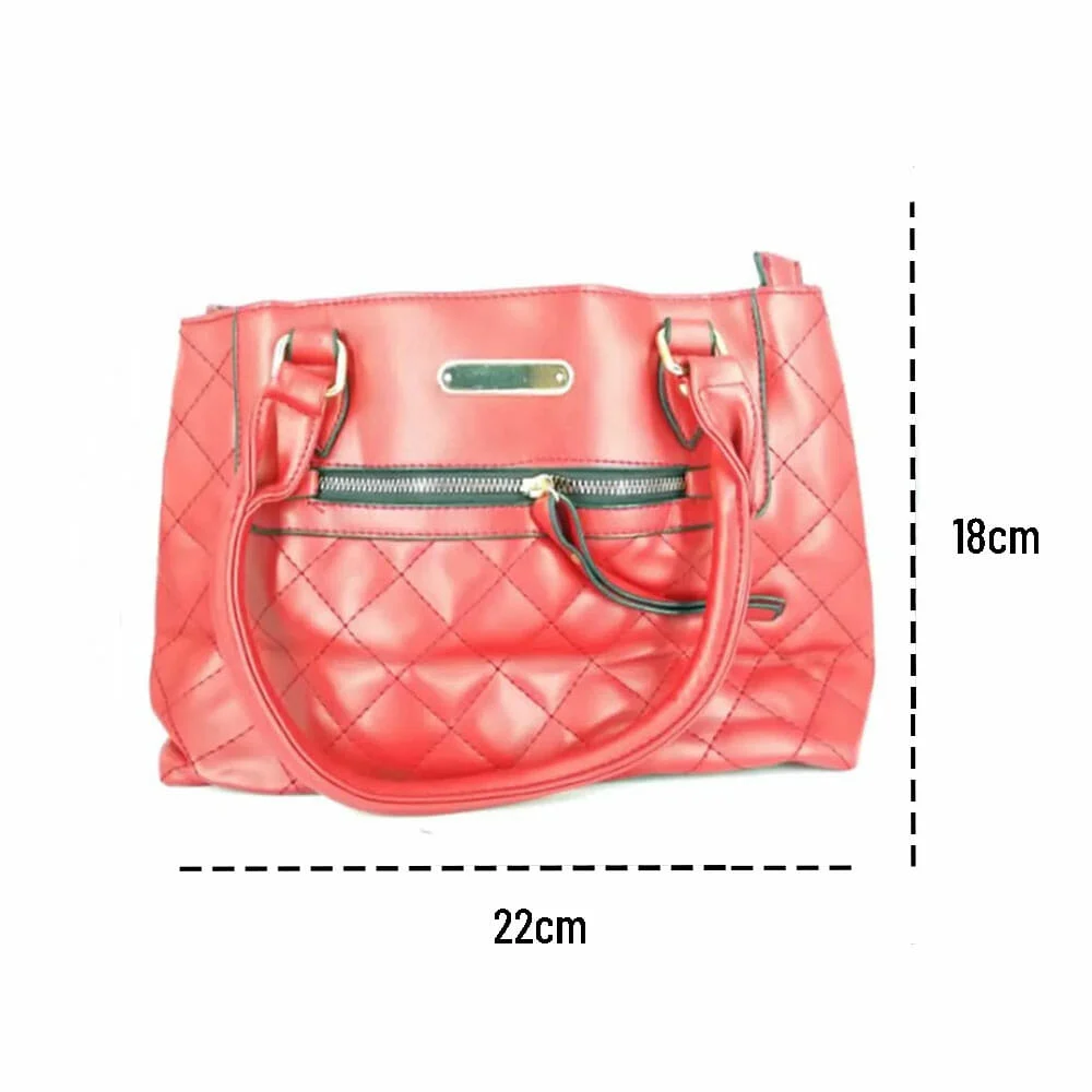 Bolsa mediana de mano para dama de piel con detalles dorados -lk-934