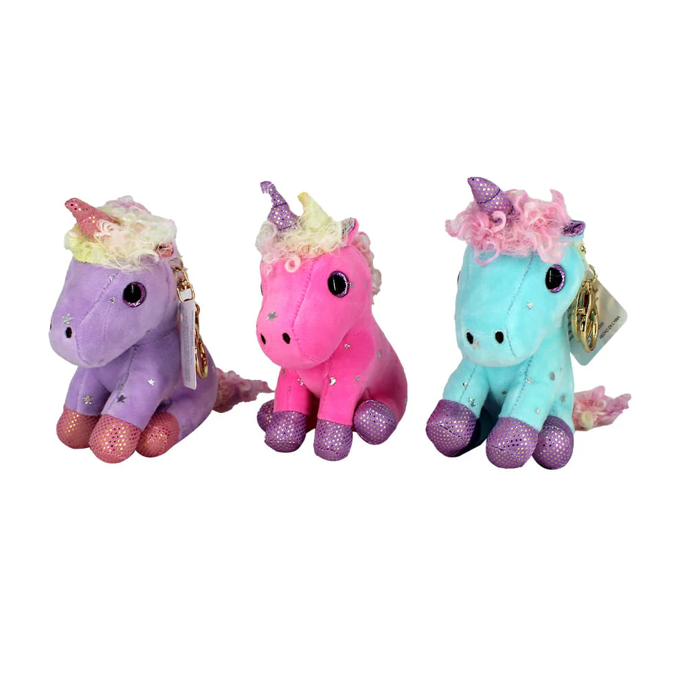 1pza Llavero peluche benji toys en forma de unicornio con decoración, variedad de colores / bj-247 / bj-254