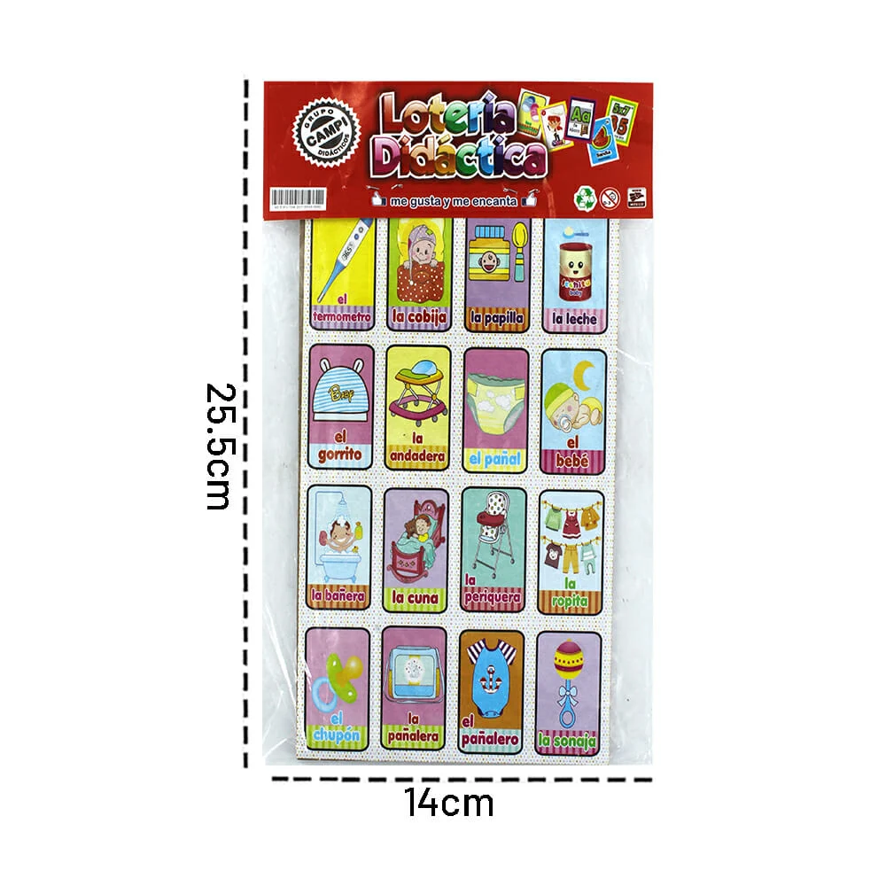 Lotería didáctica mediana para evento de baby shower / R1065