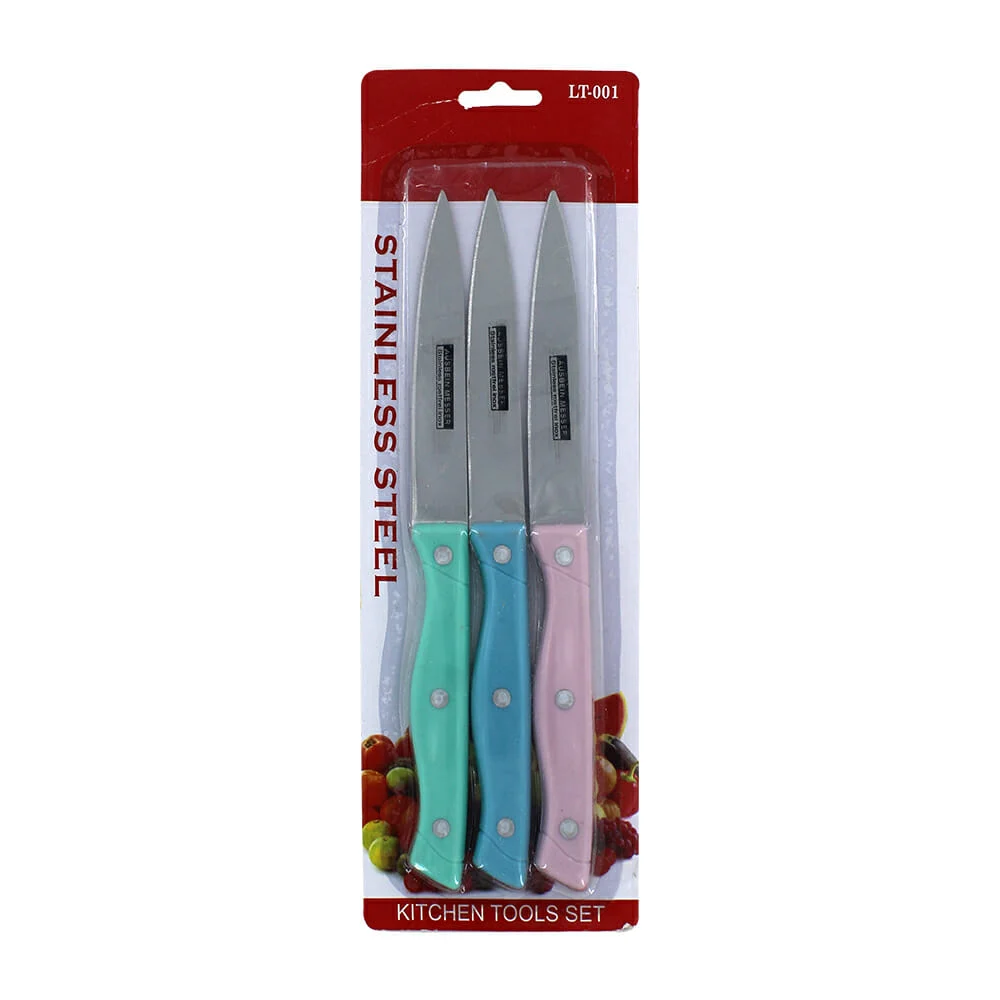 Paquete de 3 cuchillos con mango de plástico, variedad de colores / 88885180946