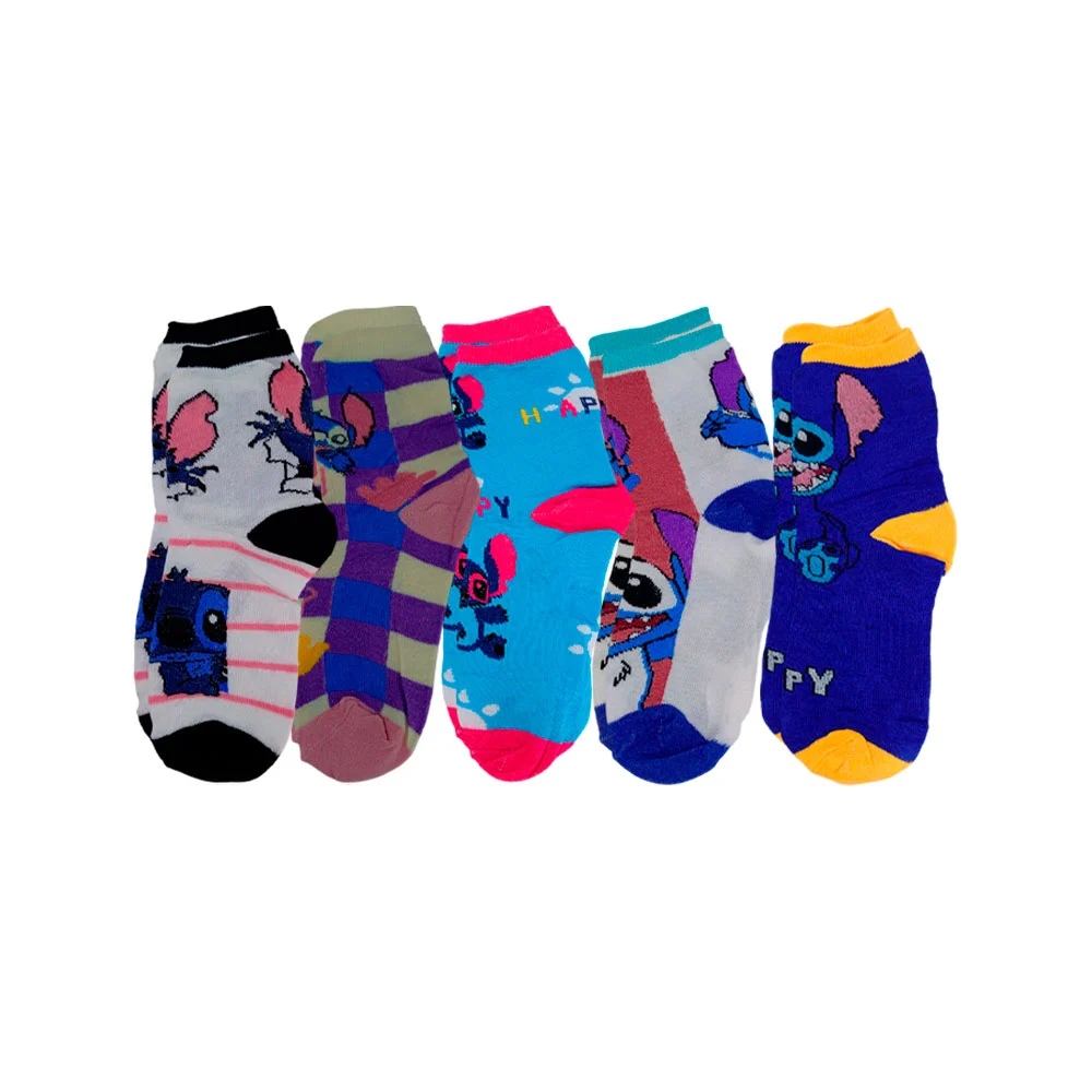 Paquete con 5 pares de calcetines de algodón, estampados de personajes animados