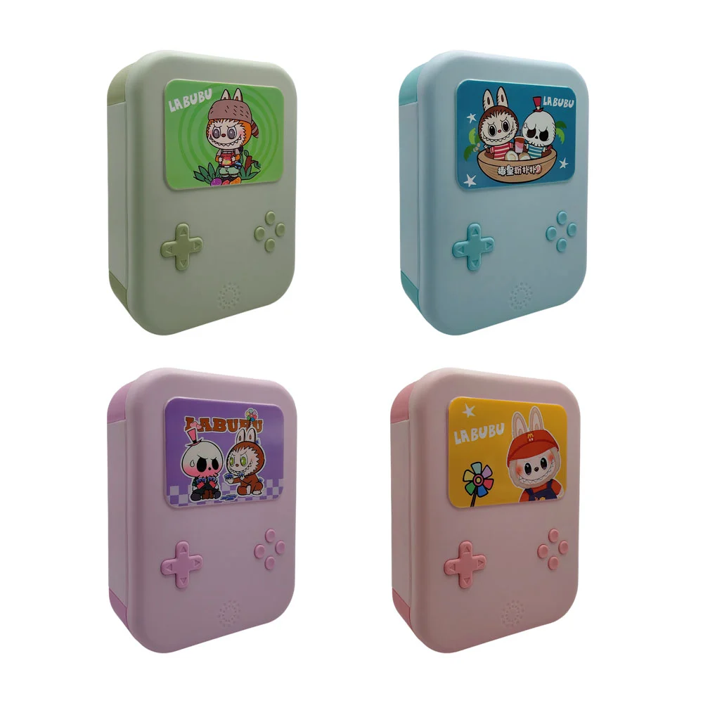 Tupper rectangular con 3 compartimientos y forma de juego y estampado de labubu