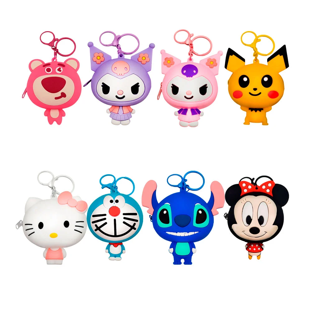 Mini monedero con cuerpo de personaje animado y argolla, variedad de modelos