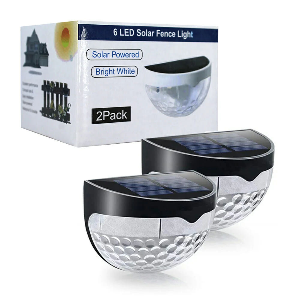 Mini par de luces solares led para pared exterior / 6 led solar fence light / lu274