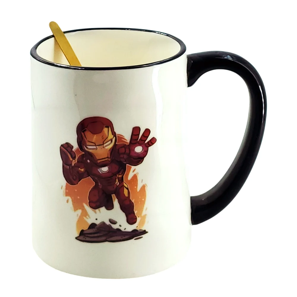 Taza grande de cerámica estampada con d...