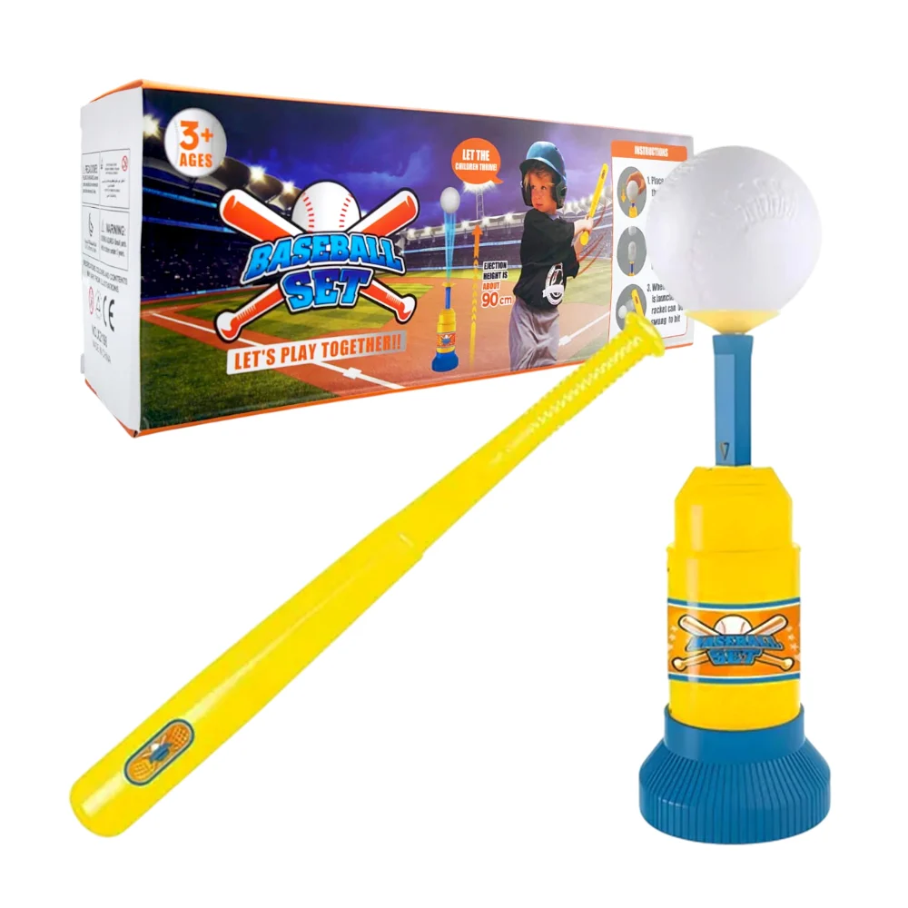 Set de béisbol infantil con bate plegable, 3 pelotas de plástico y mini base con mecanismo dispensador / size / lu3811 / baseball set