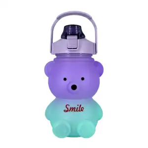 Botella motivacional bicolor en forma de oso + stickers y correa / sm…