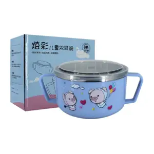 Tazón metálico con doble agarradera y diseño infantil, variedad de di…