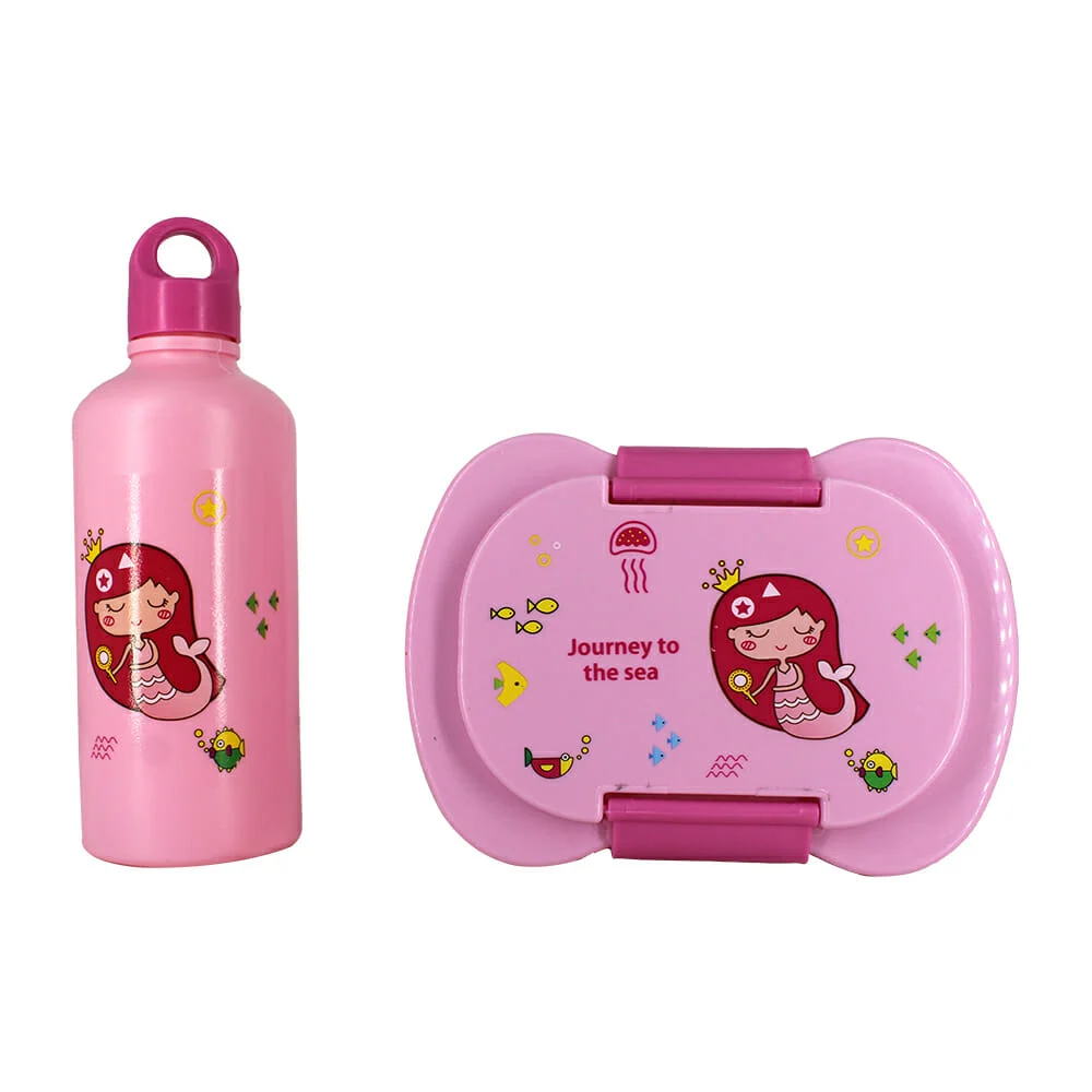 Juego de tupper con 2 compartimientos, botella para agua y cuchara multifuncional, variedad de modelos / journey to the sea / lf-rpc9016