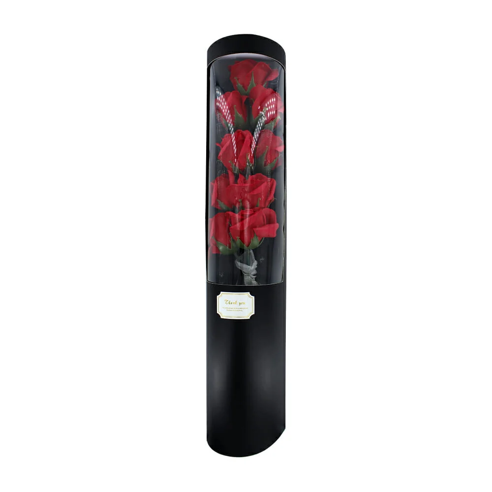 Ramo de 9 rosas artificiales con aroma y serie de luz led cálida, variedad de colores / thank you
