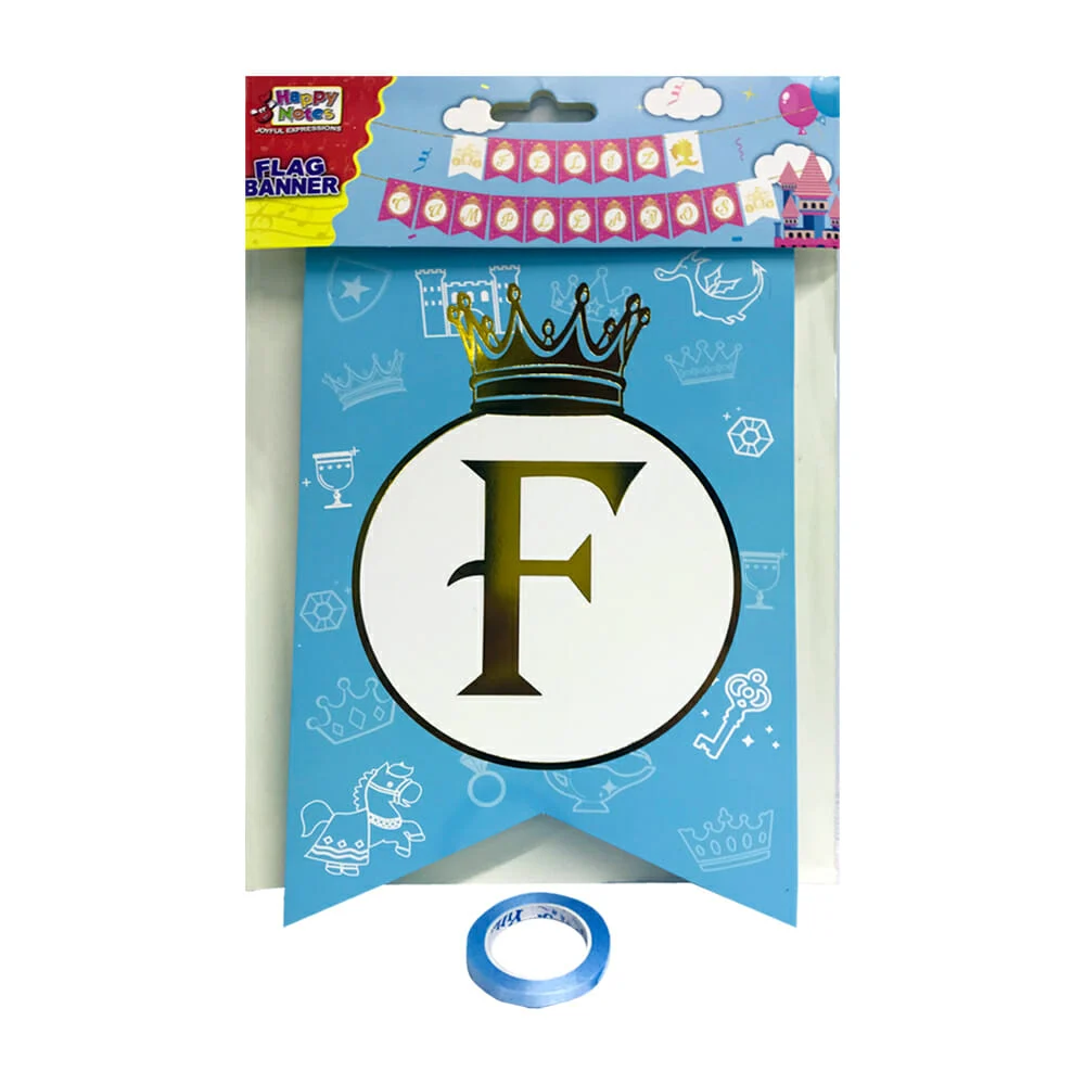 Banderín feliz cumpleaños de 18 piezas con temática de reyes, variedad de colores / fb-xj026b / fb-xj026a / af0033