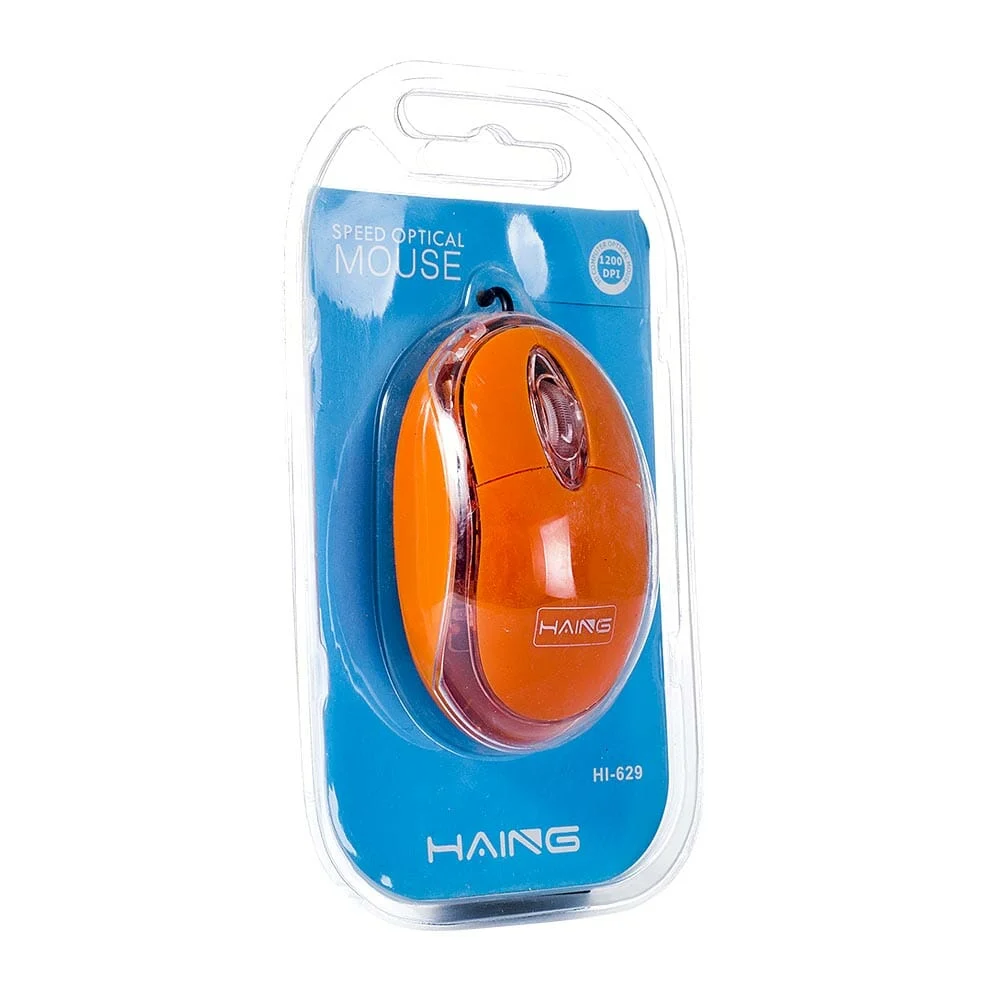 Mouse / ratón alámbrico pequeño, con diseño ergonómico y franjas semitransparentes, variedad de colores / hi-629