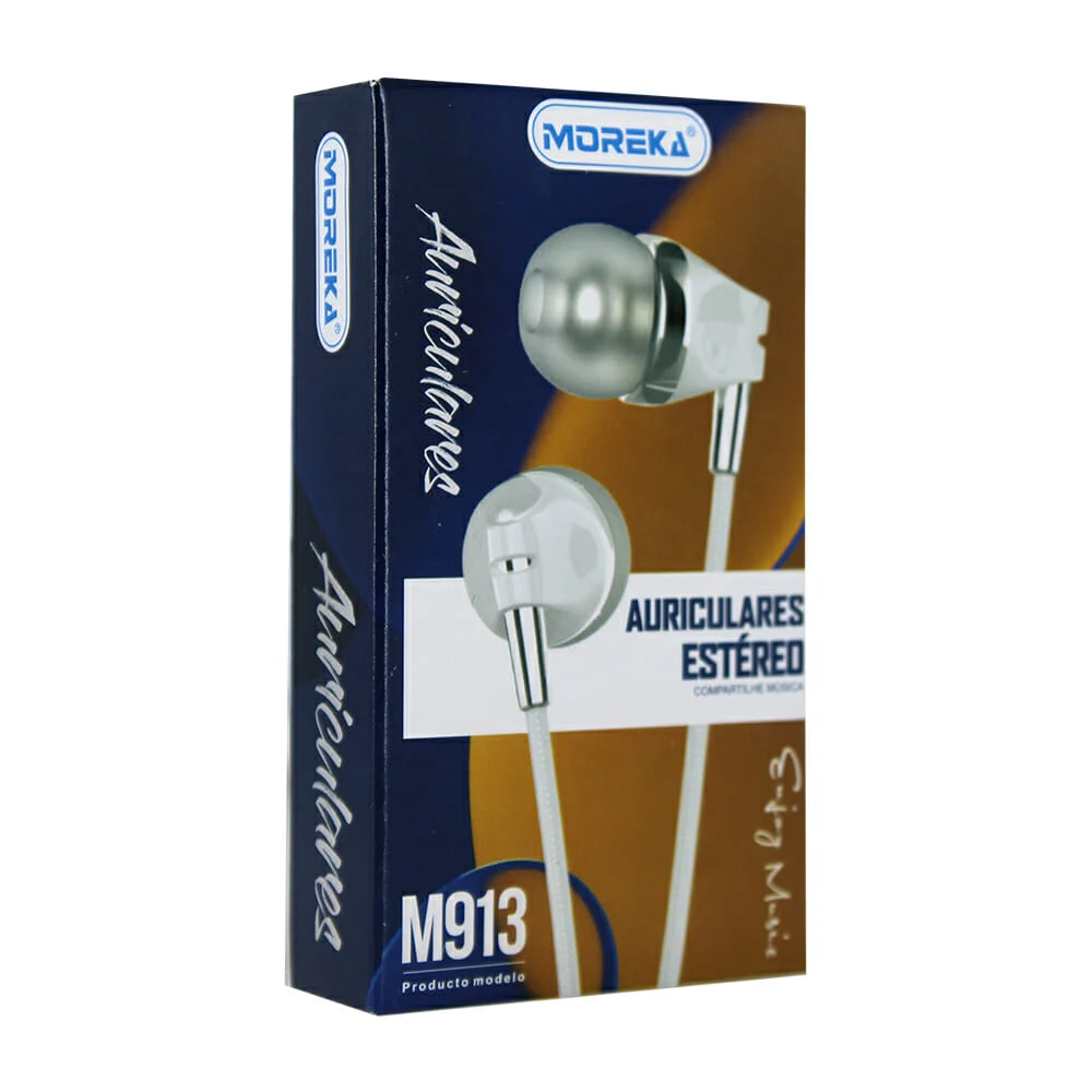 Audífonos manos libres alámbricas tipo cuerda moreka con entrada auxiliar 3.5mm, variedad de colores / m913