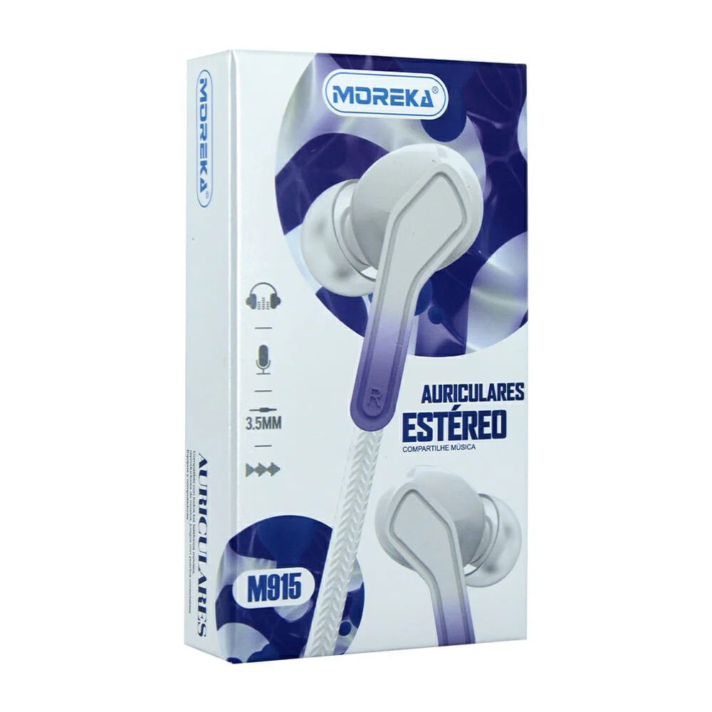 Audífonos manos libres alámbricos tipo cuerda moreka con entrada auxiliar 3.5mm, variedad de colores / m915
