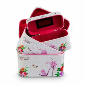 Juego de 3 cosmetiqueras rectangulares con diseño vintage / maq.09 / …