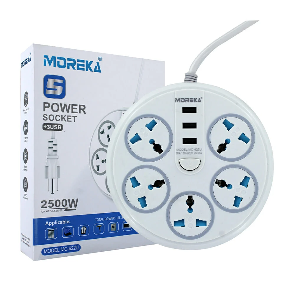 Multicontacto redondo moreka con 5 tomac...