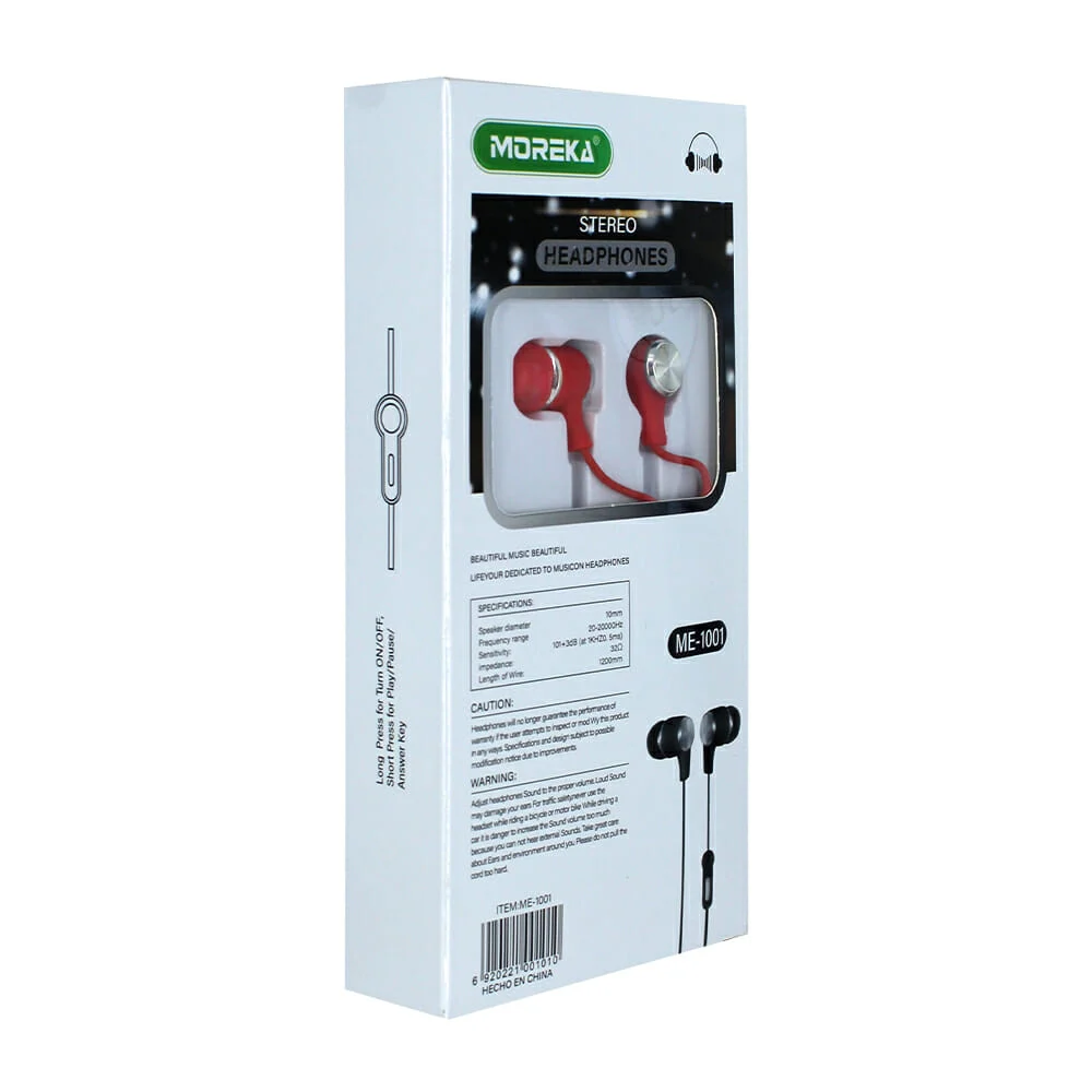 Audífonos earphone moreka alámbricos, variedad de colores me-1001