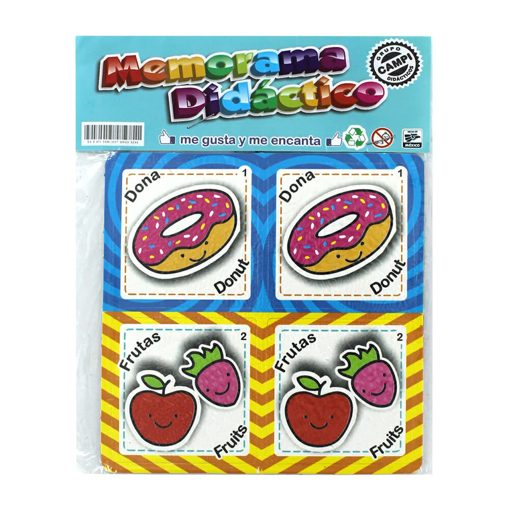 Juego de mesa, memorama didáctico bilingüe, variedad de diseños / R1078
