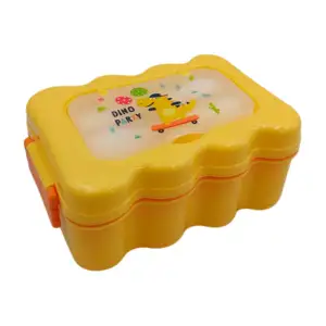 Tupper rectangular con ondas, 2 niveles, 3 compartimentos y 2 cubiert…