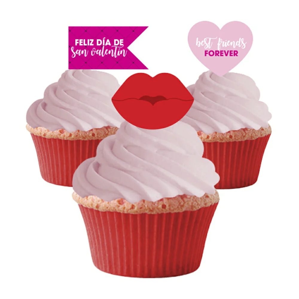 Paquete de 12 letreros euro novelty pequeños con temática de san valentín para decoración de cupcakes / mepsv12