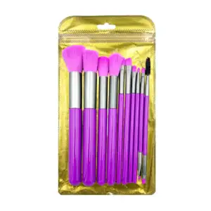 Paquete con 10 brochas en tono morado neón y cerdas suaves para maqui…
