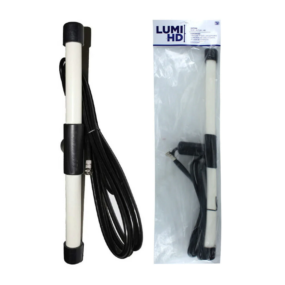 Antena hd larga con cable coaxial 2m lum...
