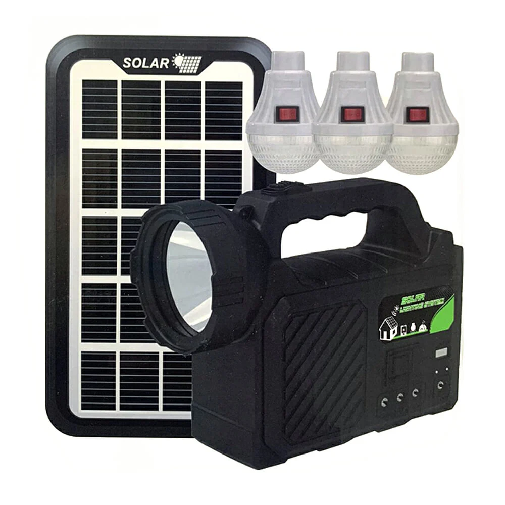 Lámpara moreka de emergencia con panel solar y juego de 3 focos luz led blanca / mor-p30