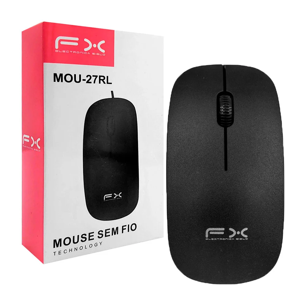 Mouse alámbrico usb fx con diseño ergonomico, 125x77x30mm, 100ma / sem fio