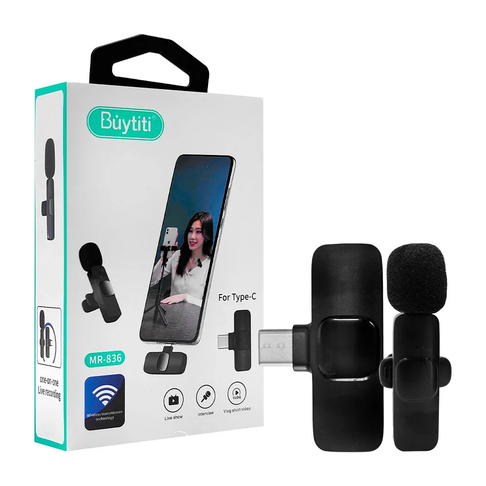 1pza Micrófono inalámbrico de solapa buytiti colgante con receptor tipo c para teléfonos, variedad de usos / buytiti / mr-836