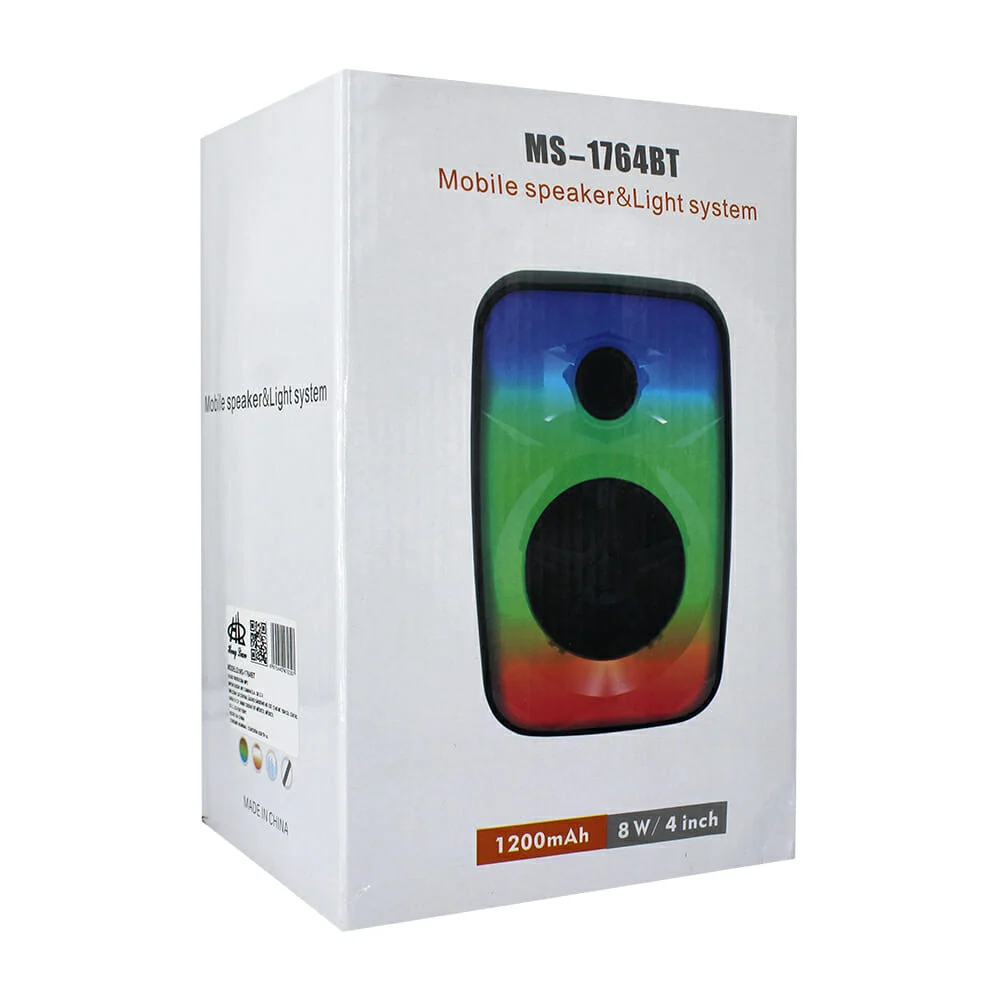 Bocina bluetooth con luz rgb, radio fm y ranura para sd y usb / ms-1764bt