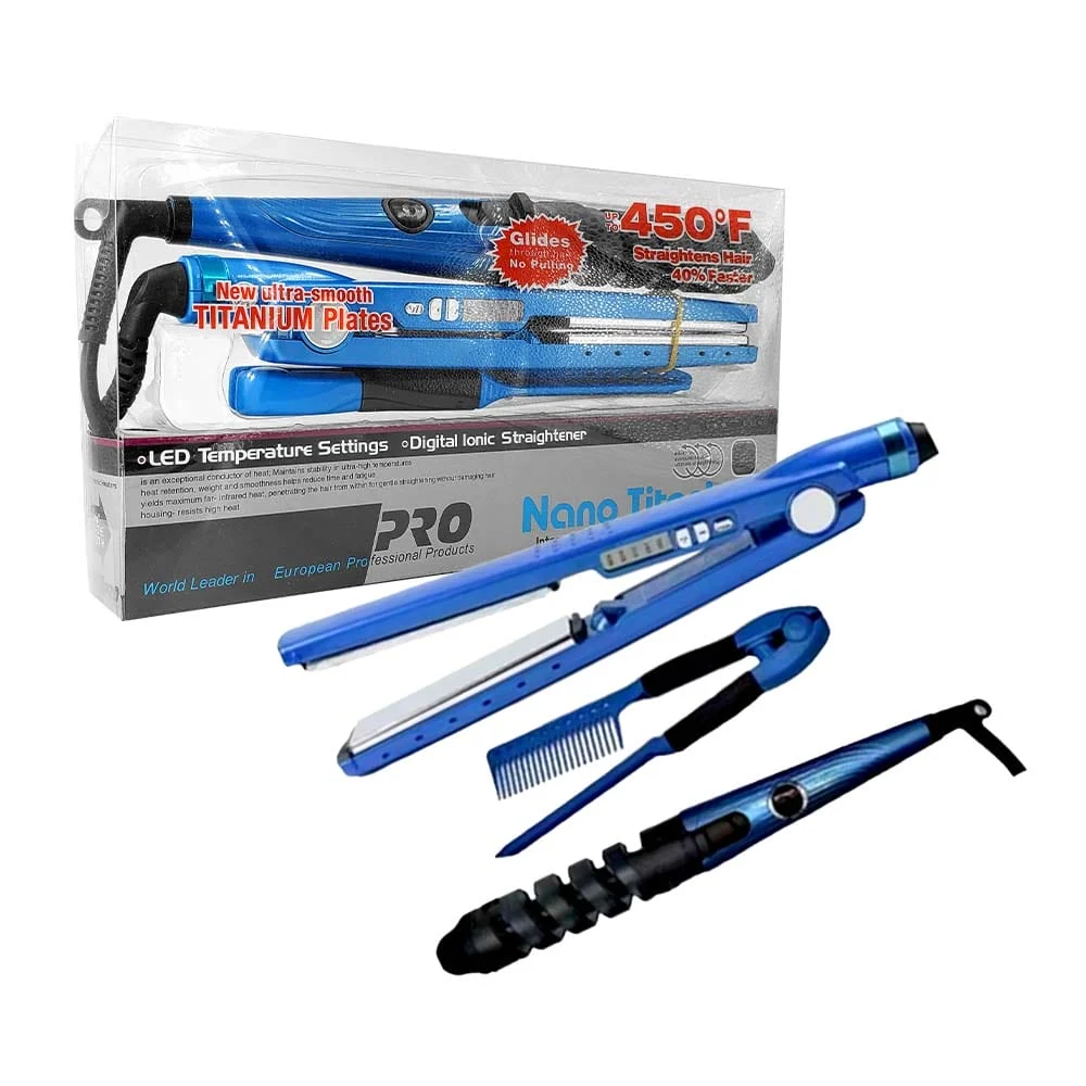 Plancha alaciadora nano titanium con ancho de 1 1/4 pulgadas y cepillo para cabello, variedad de colores / v08480 / 80819 / 80818