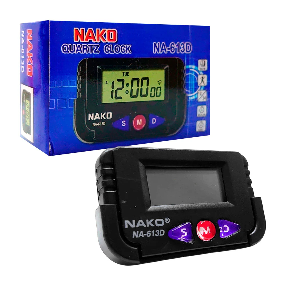 Reloj mini alarma nako de 8cm con adhesi...