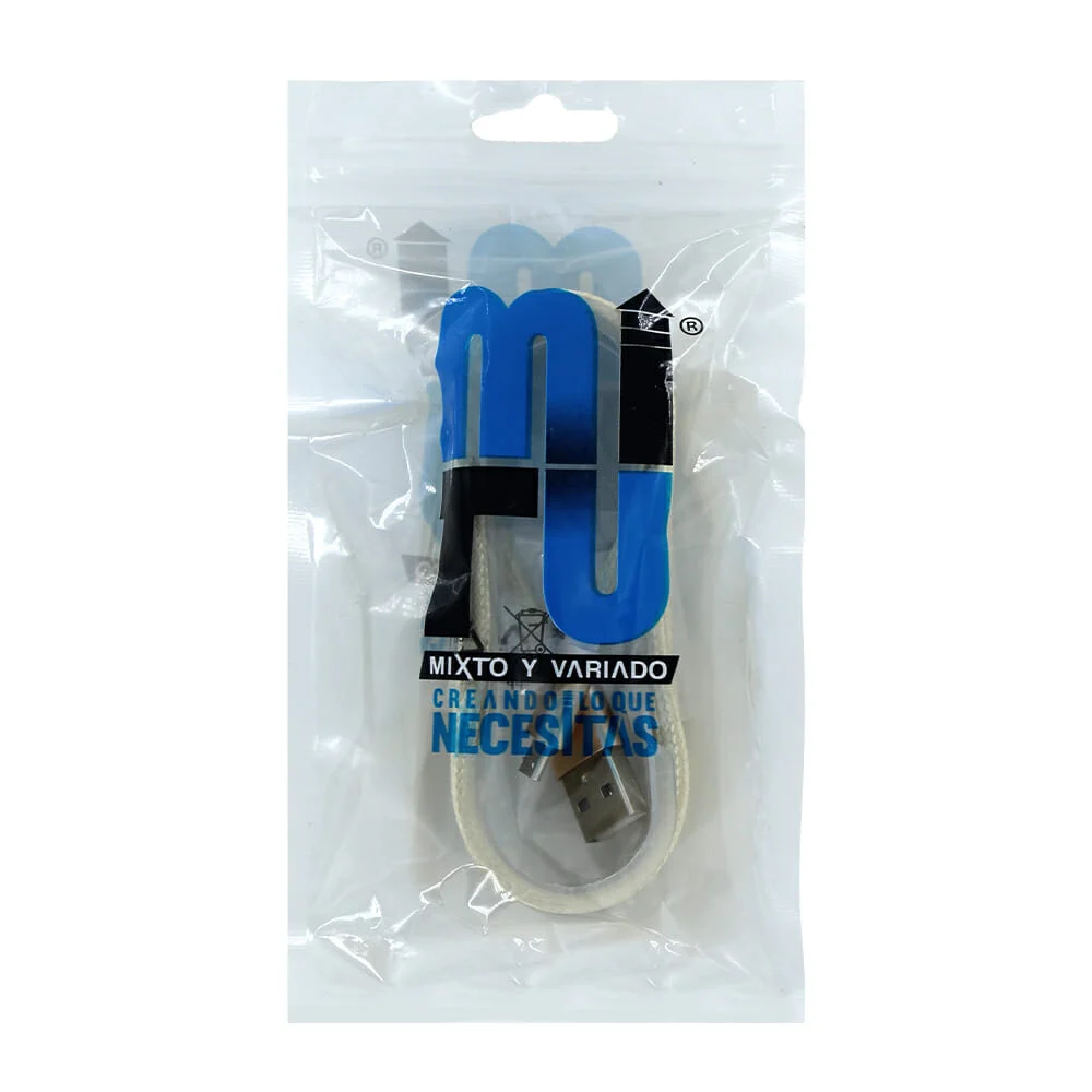 Cable de tela v8 1.5 metro, variedad de colores / mt388