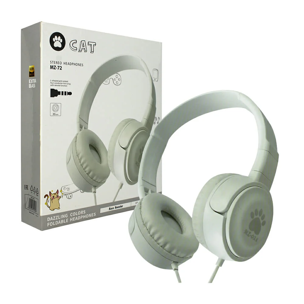 Diadema alámbrica plegable con entrada 3.5mm y diseño de huella mz-028