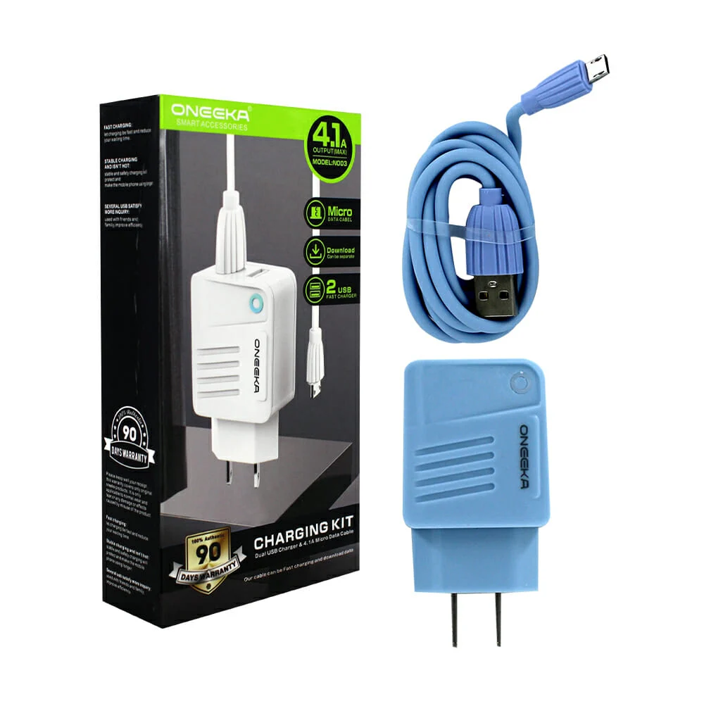 Cargador oneeka de entrada v8 con 2 puertos usb, variedad de colores / n003