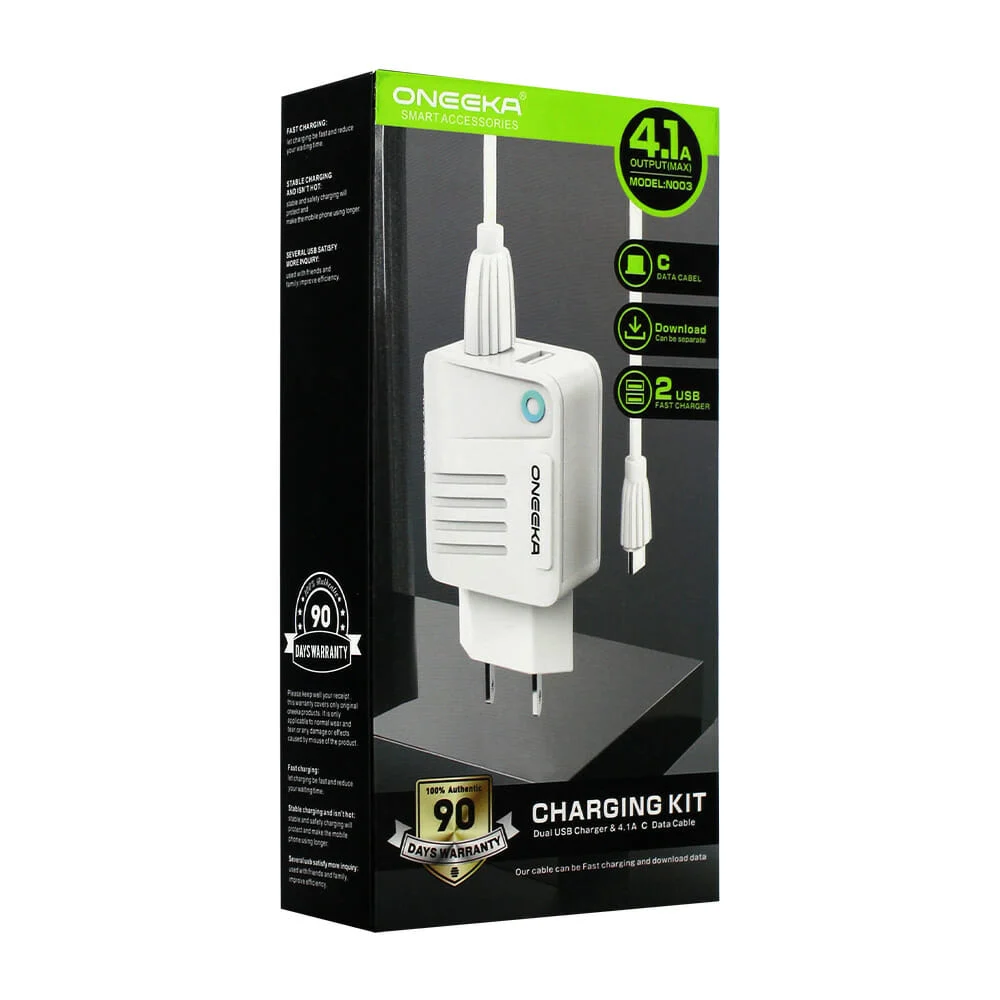 Cargador oneeka con entrada tipo c 4.1a n003