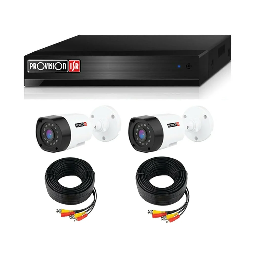 Kit de 2 cámaras de seguridad provision isr con dvr lite 1080p y fuente de poder