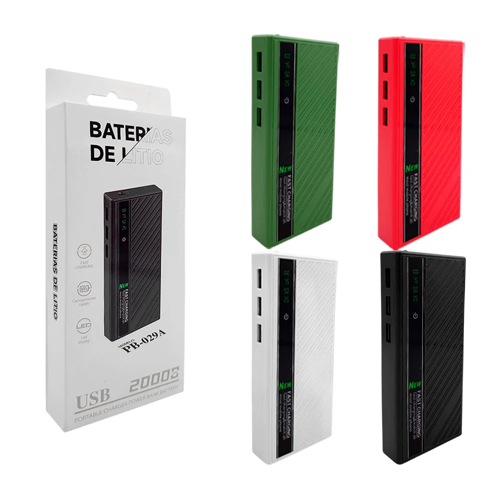 Power bank / batería portatíl de 20000mah + 3 puertos usb y lámpara / pb-029a