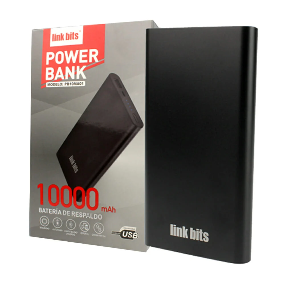 Power bank batería portátil link bits con puerto usb, indicador de batería y capacidad de 10000mah / pb10ma01