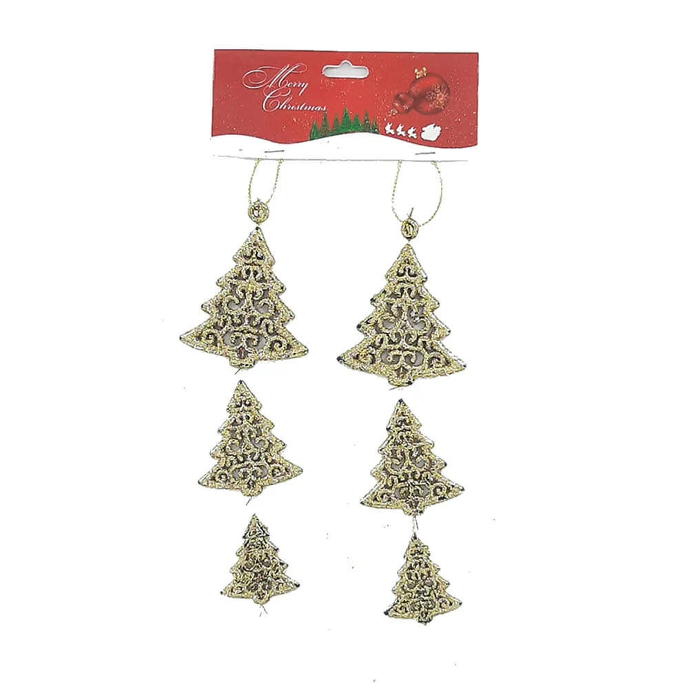 Paquete 2 pzas adornos navideños colgantes con diseño de pinos, 18cm, variedad de colores / cm21903