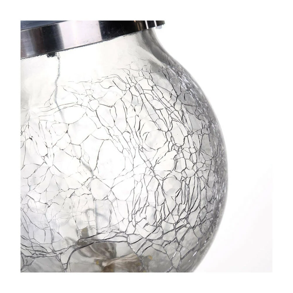 Esfera de cristal colgante con efecto roto y serie de luces led multicolor solares / solar glass / pzd-05-2